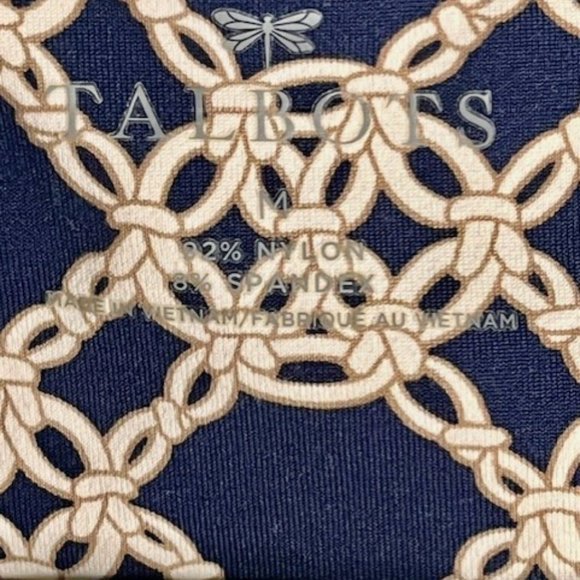Talbots Fit & Flare Stretch Knit Dress - Navy/Ivory/Gold Knot Print - M - Picture 9 of 9